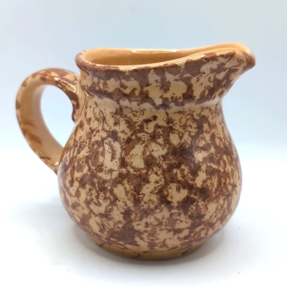 Vintage Pfaltzgraff Pottery Spongeware Gold / Brown Creamer 024 - Picture 1 of 10